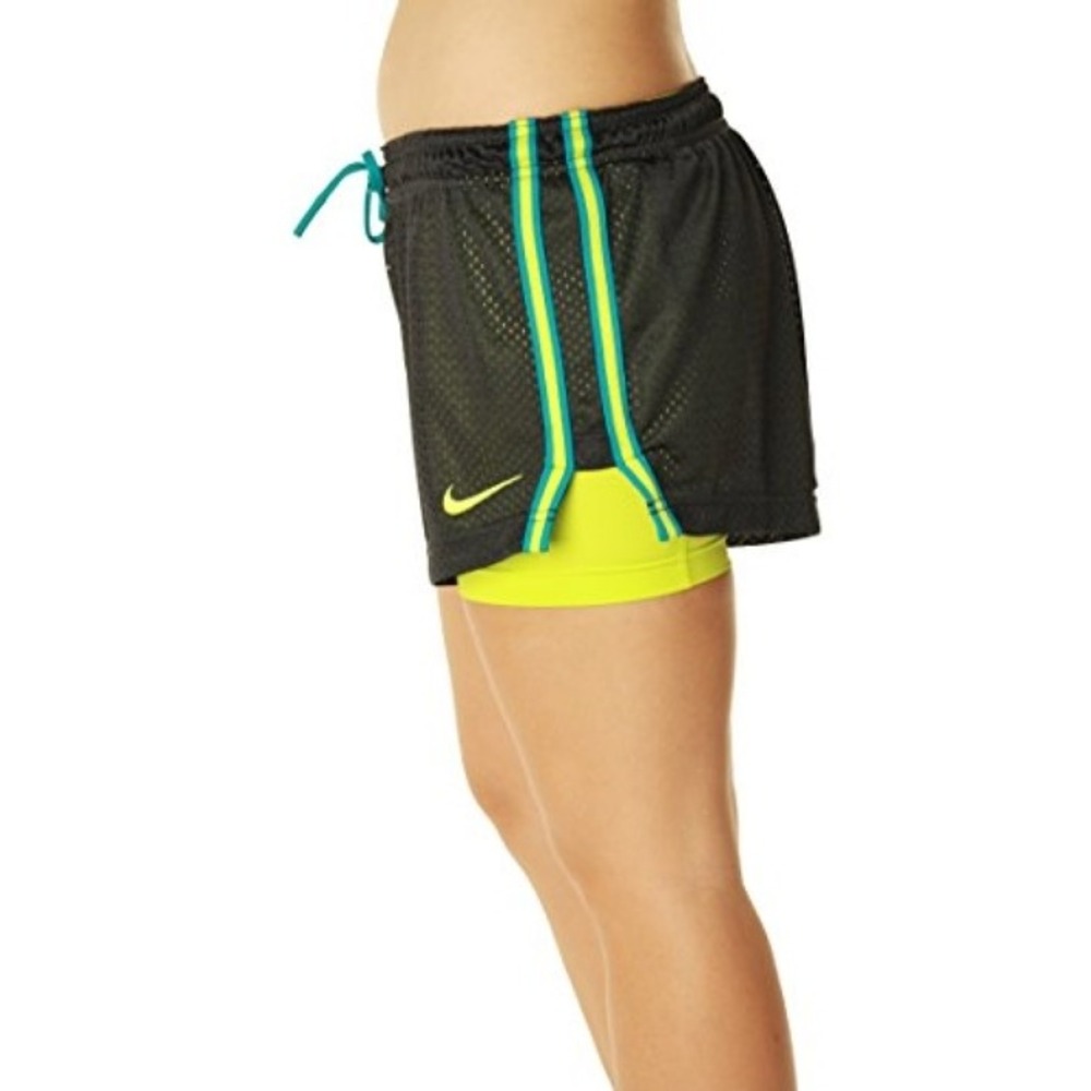 NIKE Pro Shorts Womens XS Dri-Fit Double-UP Mesh Training Shorts 654772-060 NEW